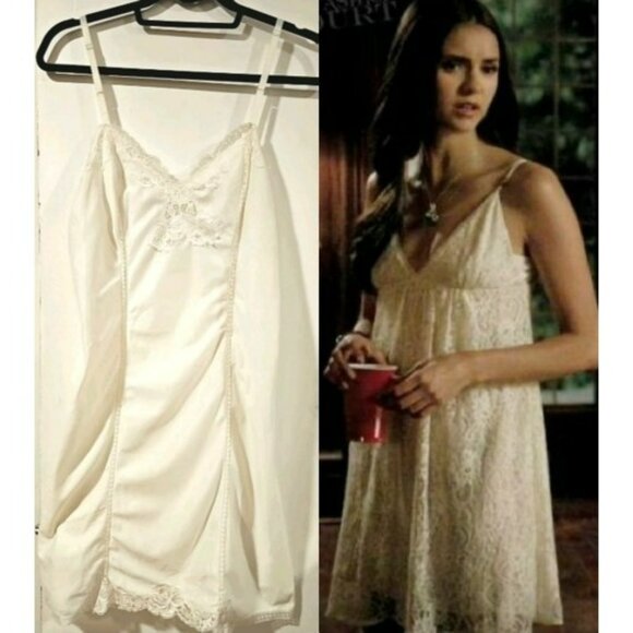 Kayser Lace Slip Dress Elena Gilbert Vampire Diaries ALT White MED Made in UK - Picture 2 of 9